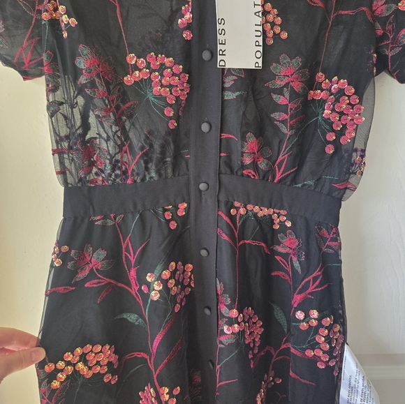 Dress The Population Dress S NWT Camille Floral Embroidered Fit & Flare - Picture 10 of 10